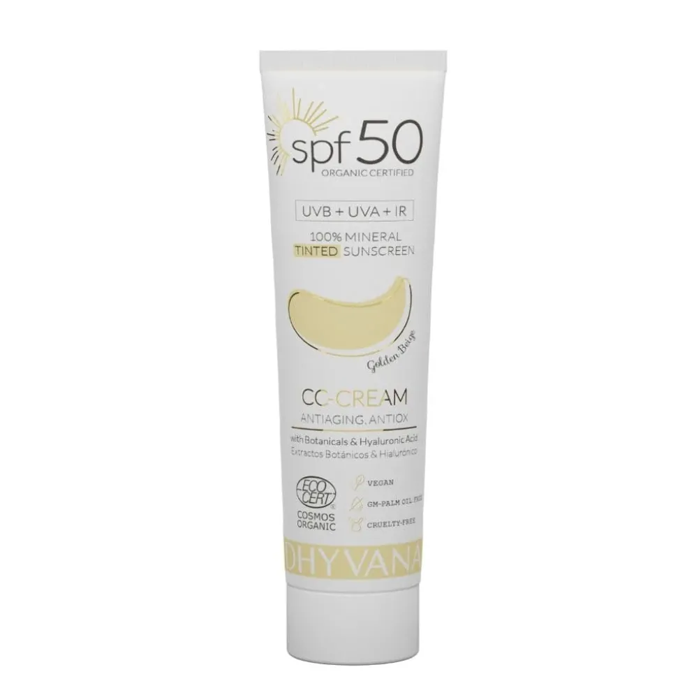 Dhyvana sävyttävä aurinkovoide kasvoille SPF 50, 2 sävyä