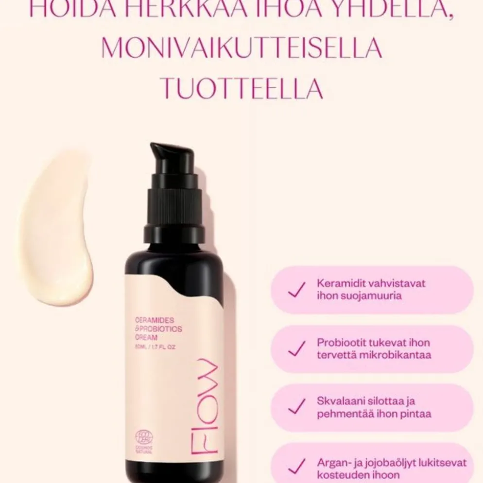Kosteusvoide Flow Cosmetics Ceramides & Probiotics Cream 50ml
